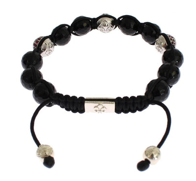 Black Agate Red CZ 925 Silver Bracelet