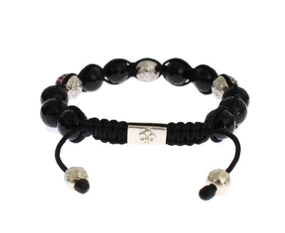 Black Agate Red CZ 925 Silver Bracelet