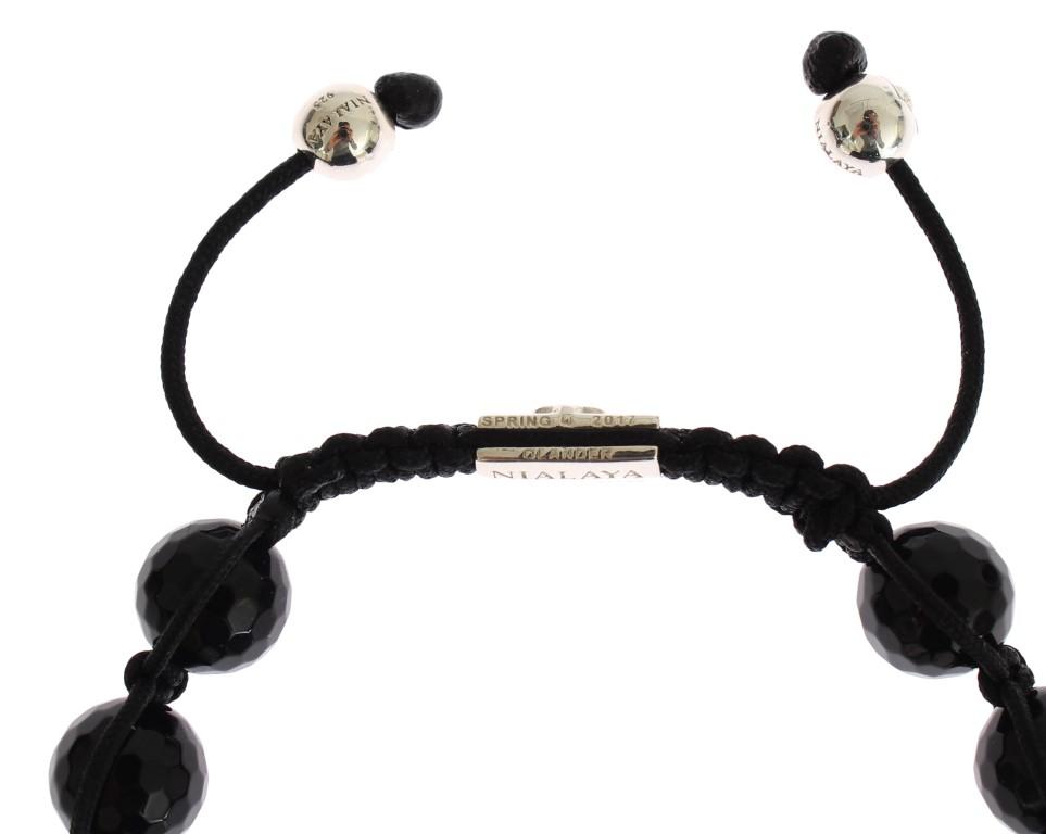 Black Agate Red CZ 925 Silver Bracelet