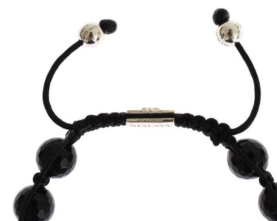 Black Agate Red CZ 925 Silver Bracelet