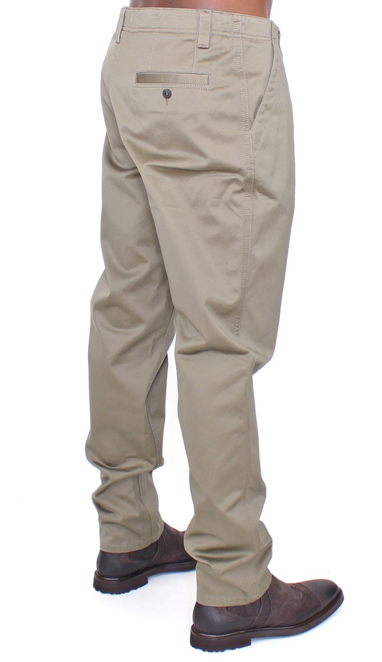 Green Cotton Slim Fit Chinos Pants