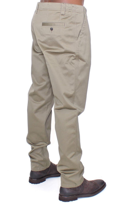 Green Cotton Slim Fit Chinos Pants