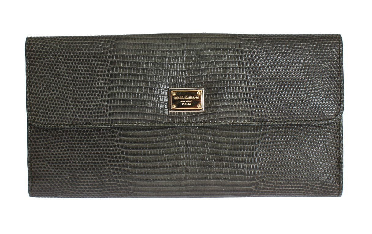 Green Leather Clutch Continental Wallet
