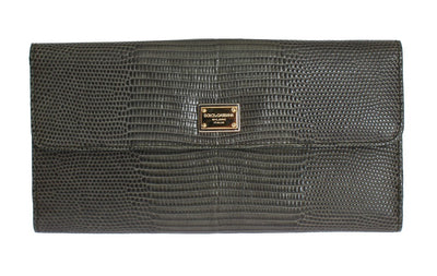 Green Leather Clutch Continental Wallet