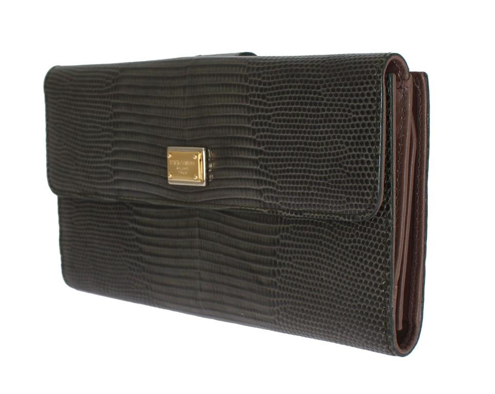 Green Leather Clutch Continental Wallet