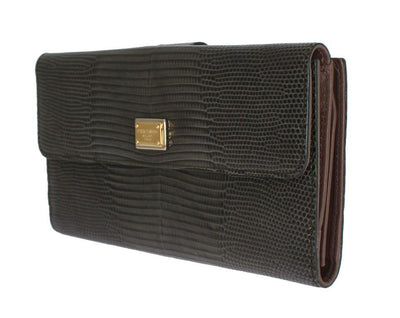 Green Leather Clutch Continental Wallet