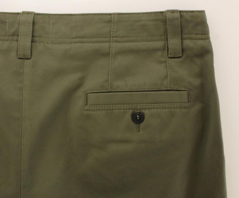 Green Cotton Slim Fit Chinos Pants