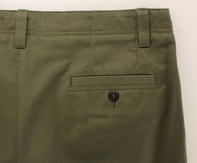 Green Cotton Slim Fit Chinos Pants