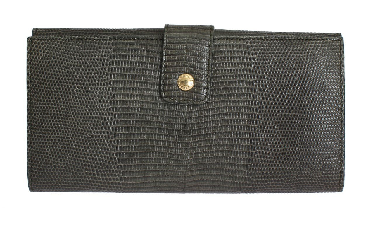 Green Leather Clutch Continental Wallet