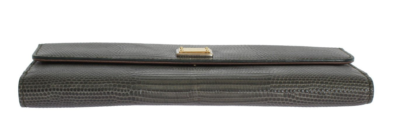 Green Leather Clutch Continental Wallet