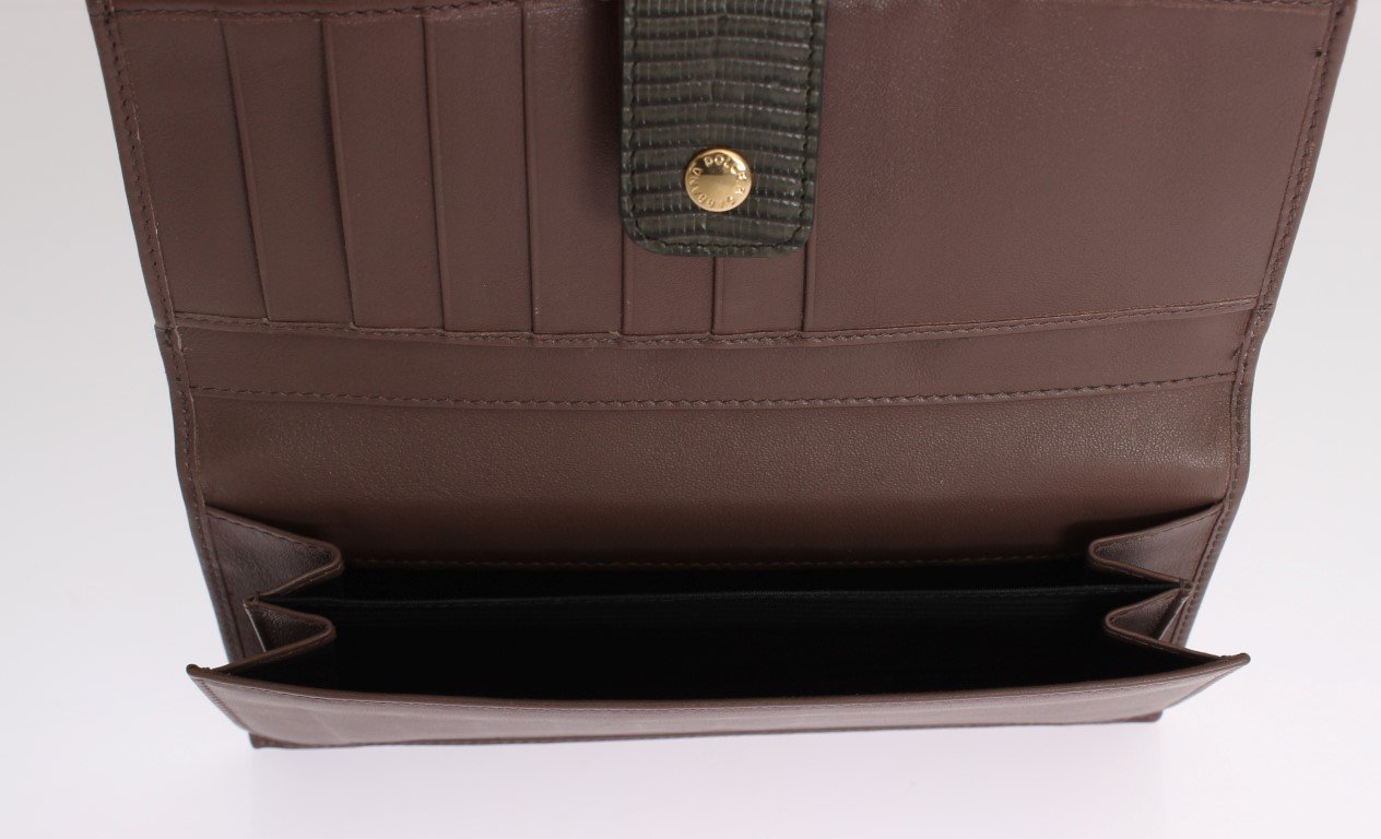 Green Leather Clutch Continental Wallet
