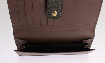 Green Leather Clutch Continental Wallet