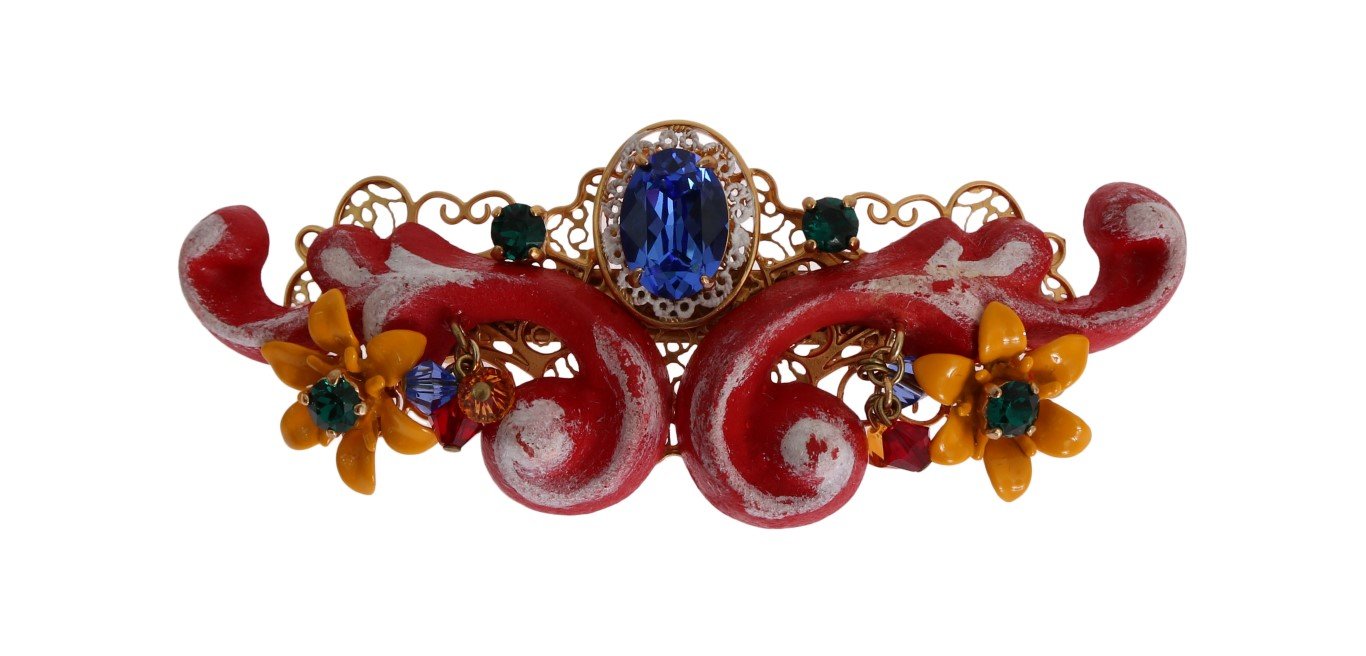 Red Torero Crystal Floral Hair Clip