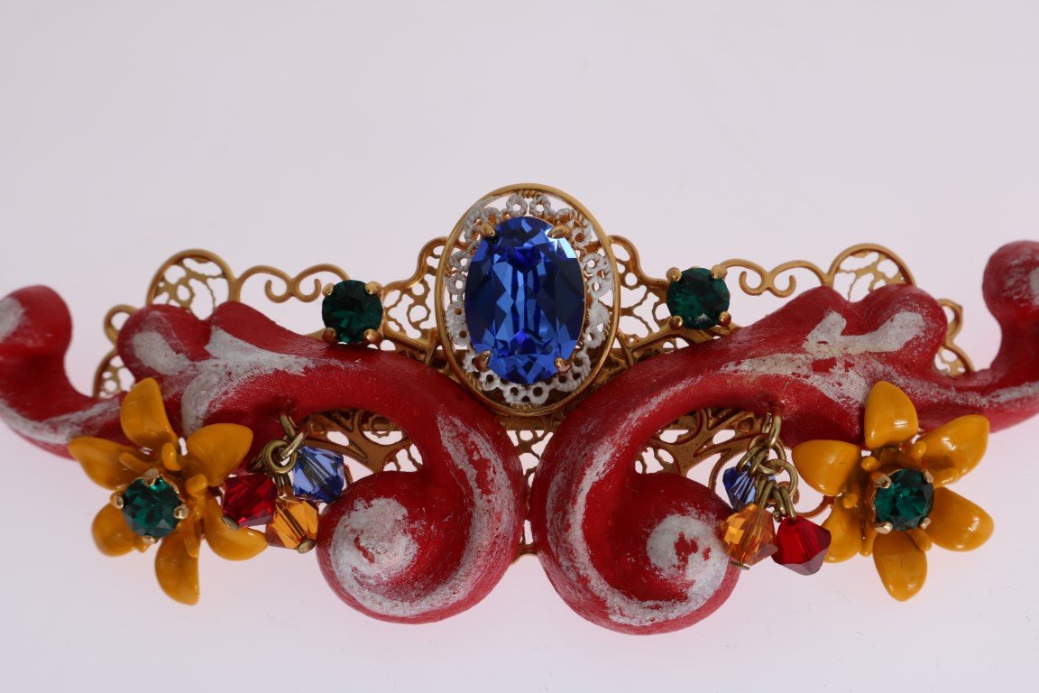 Red Torero Crystal Floral Hair Clip