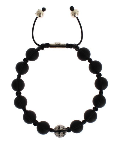 Matte Onyx Clear CZ 925 Silver Bracelet