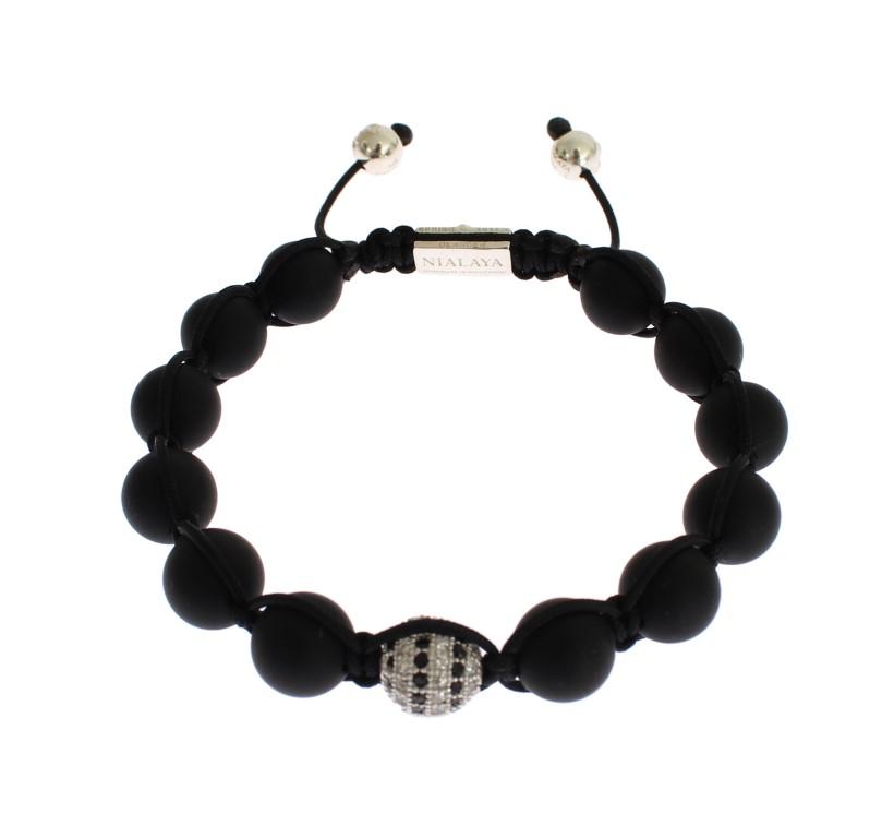 Matte Onyx Clear CZ 925 Silver Bracelet