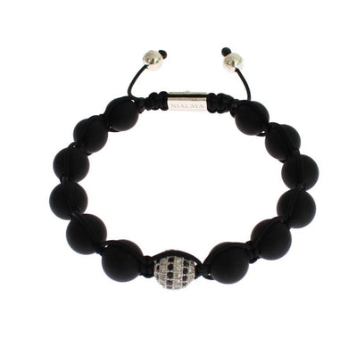 Matte Onyx Clear CZ 925 Silver Bracelet