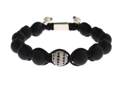 Matte Onyx Clear CZ 925 Silver Bracelet