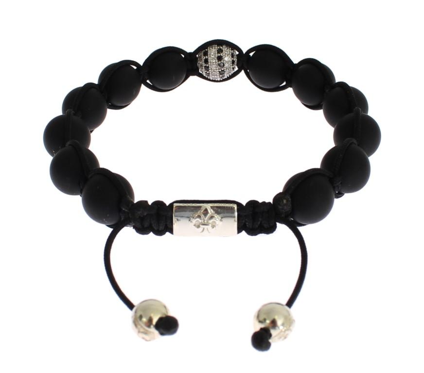 Matte Onyx Clear CZ 925 Silver Bracelet