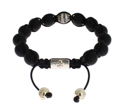 Matte Onyx Clear CZ 925 Silver Bracelet