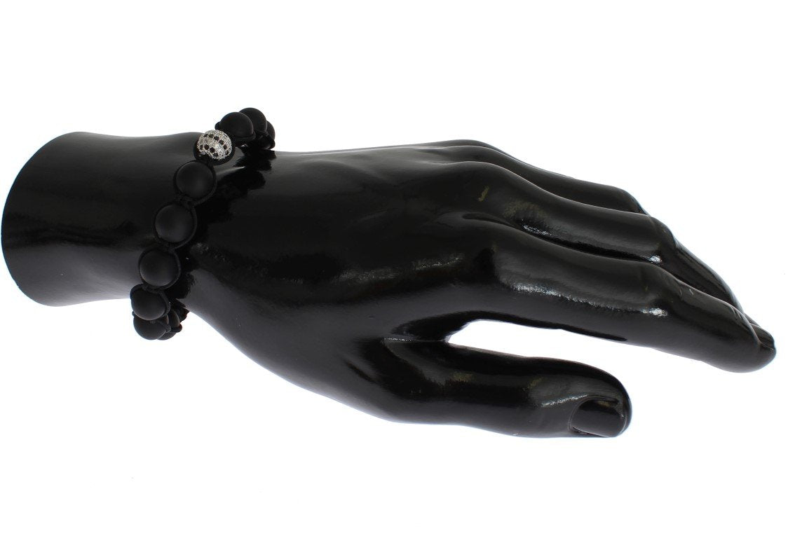 Matte Onyx Clear CZ 925 Silver Bracelet