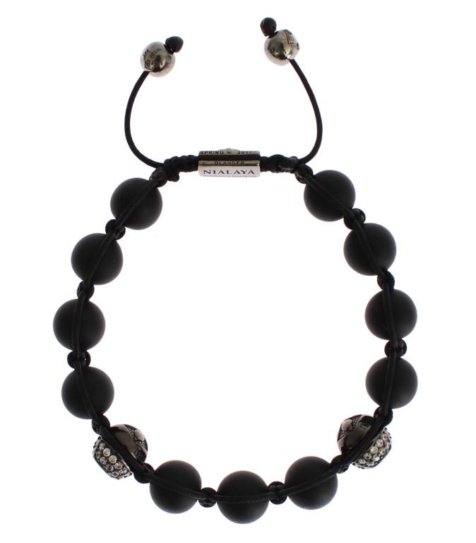 Matte Onyx Clear CZ 925 Silver Bracelet