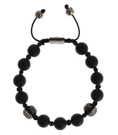 Matte Onyx Clear CZ 925 Silver Bracelet