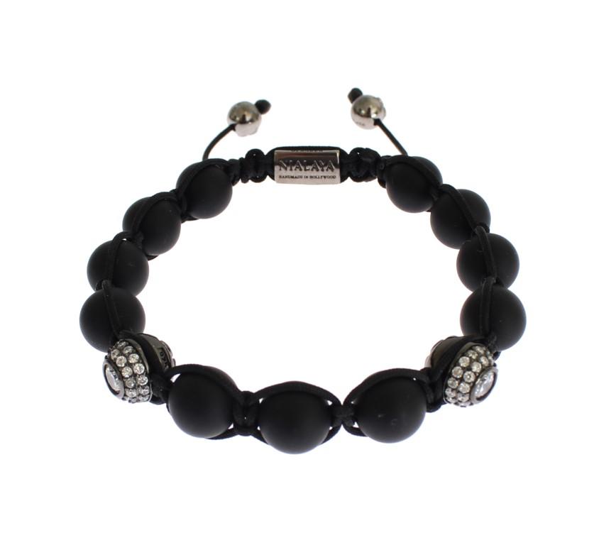 Matte Onyx Clear CZ 925 Silver Bracelet