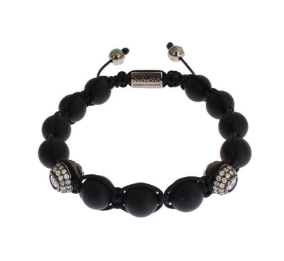 Matte Onyx Clear CZ 925 Silver Bracelet