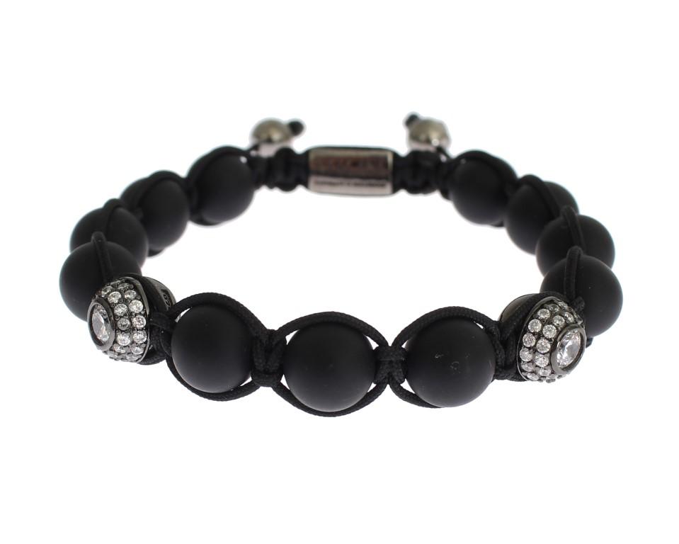 Matte Onyx Clear CZ 925 Silver Bracelet