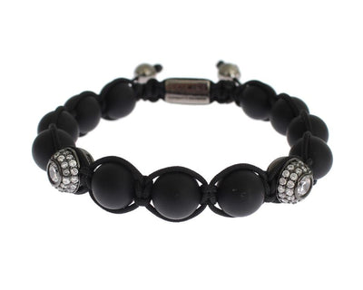 Matte Onyx Clear CZ 925 Silver Bracelet