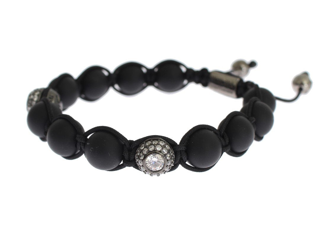 Matte Onyx Clear CZ 925 Silver Bracelet