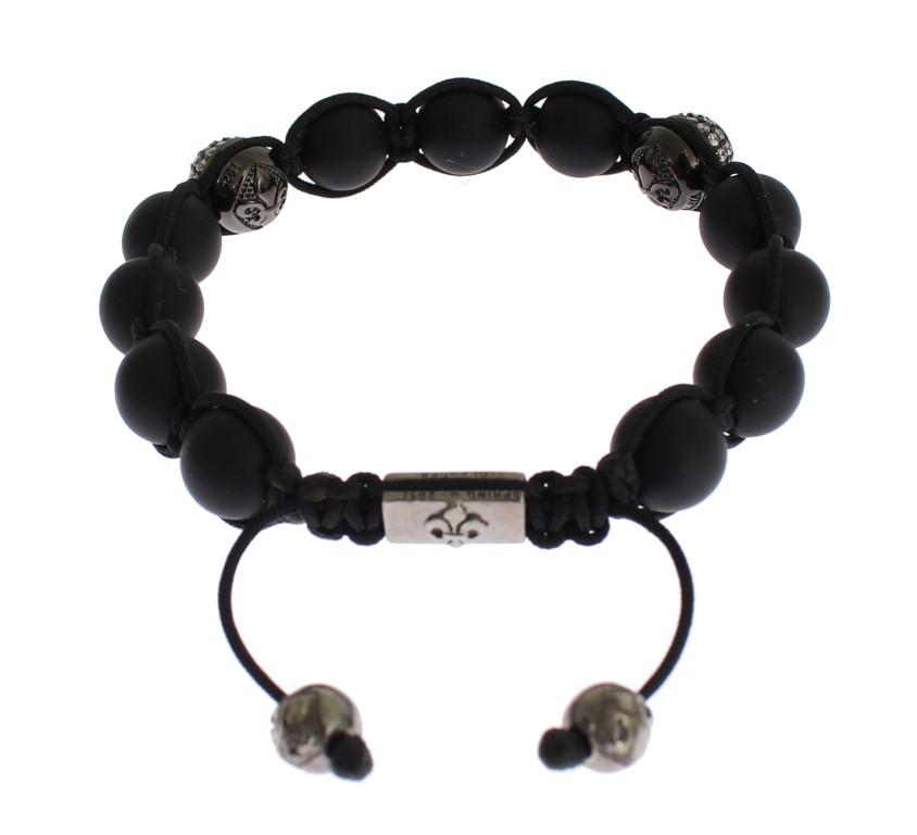 Matte Onyx Clear CZ 925 Silver Bracelet