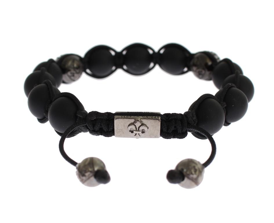 Matte Onyx Clear CZ 925 Silver Bracelet