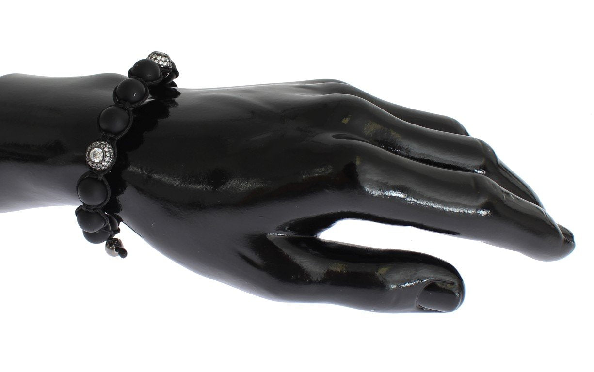 Matte Onyx Clear CZ 925 Silver Bracelet