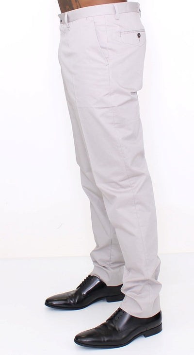 Gray Cotton Slim fit Pants Chinos