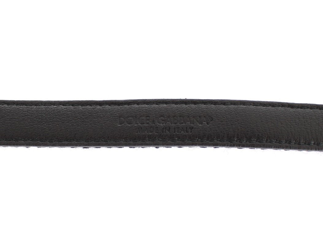 Gray Cotton Houndstooth Gold Buckle Logo Belt