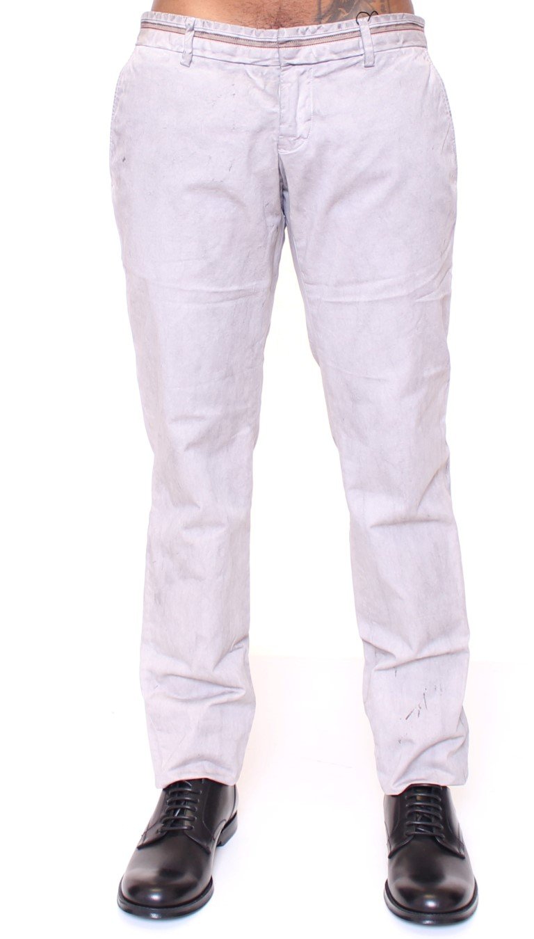 Gray Regular Fit Cotton Logo Casual Pants