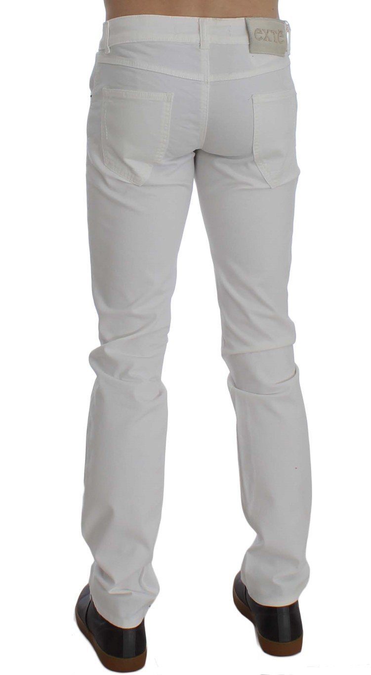 White Cotton Stretch Slim Fit Jeans