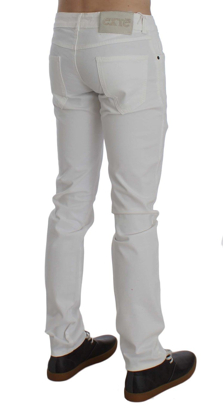 White Cotton Stretch Slim Fit Jeans