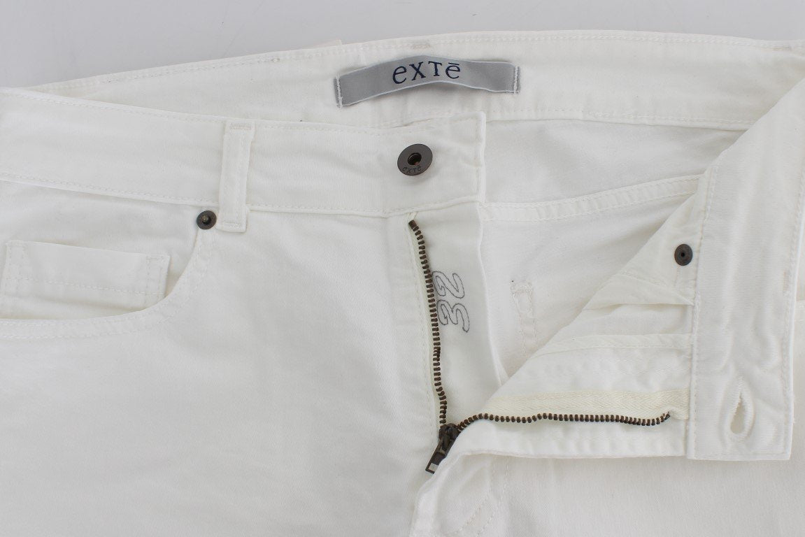 White Cotton Stretch Slim Fit Jeans