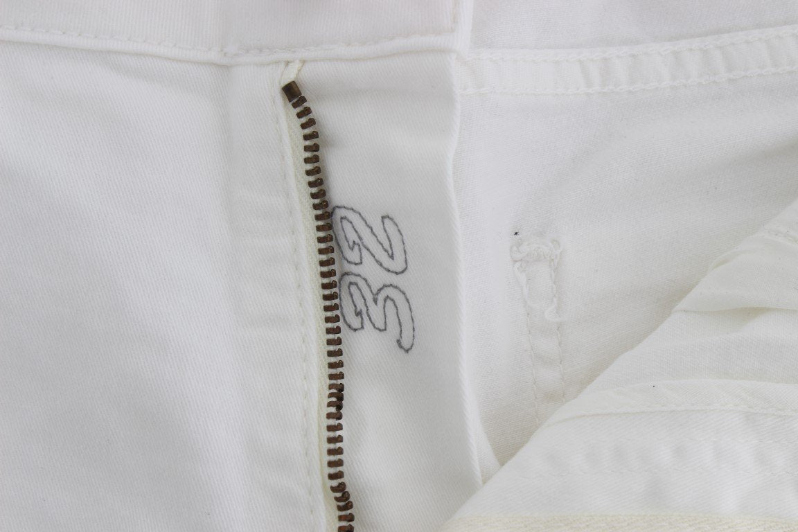 White Cotton Stretch Slim Fit Jeans