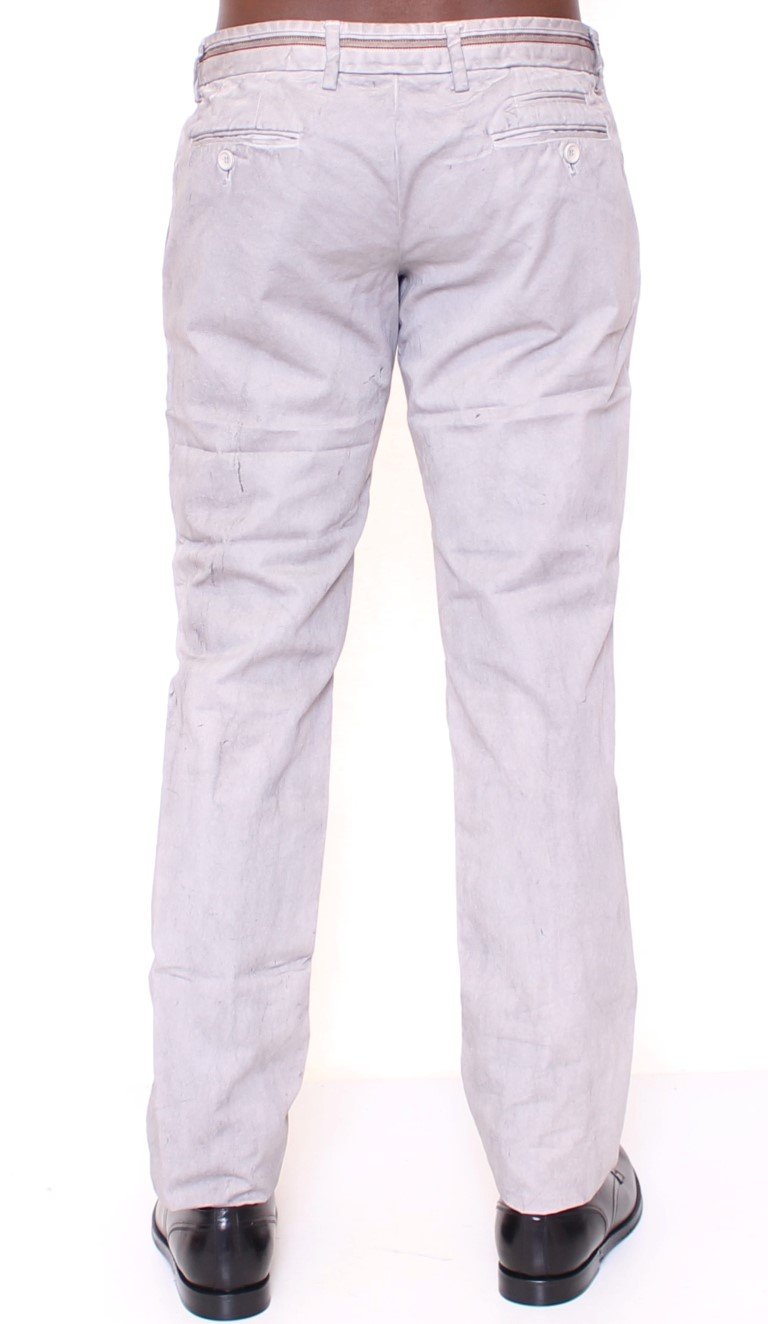 Gray Regular Fit Cotton Logo Casual Pants
