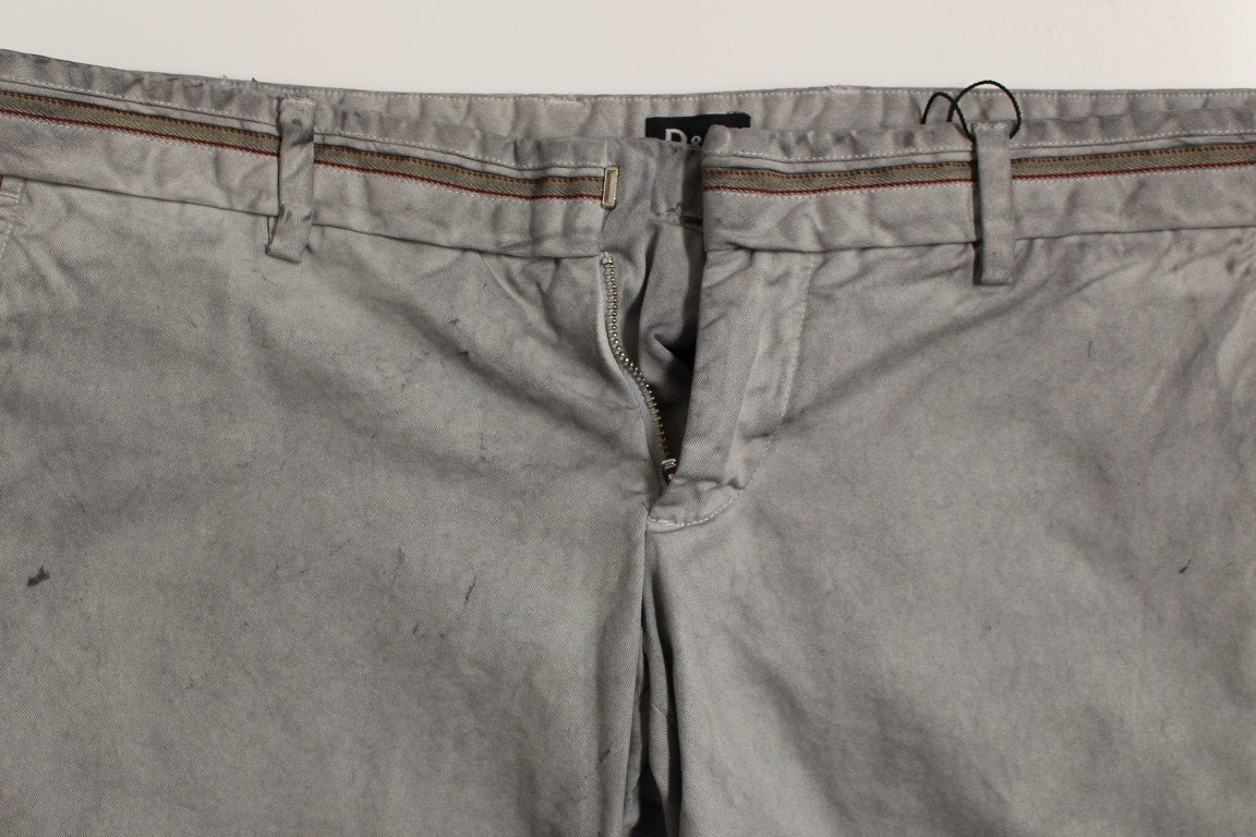 Gray Regular Fit Cotton Logo Casual Pants