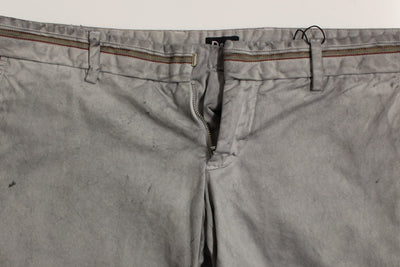 Gray Regular Fit Cotton Logo Casual Pants