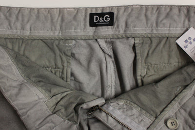 Gray Regular Fit Cotton Logo Casual Pants