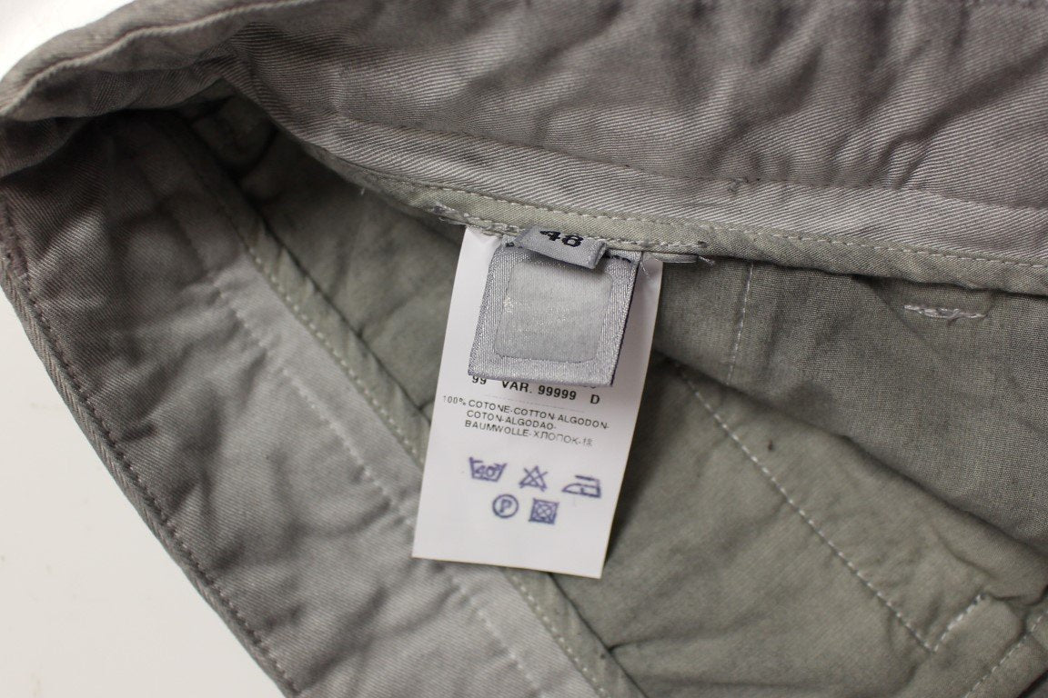 Gray Regular Fit Cotton Logo Casual Pants