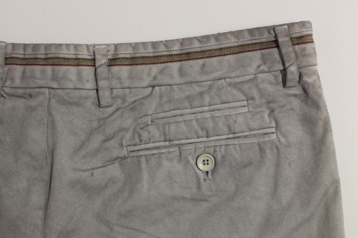 Gray Regular Fit Cotton Logo Casual Pants
