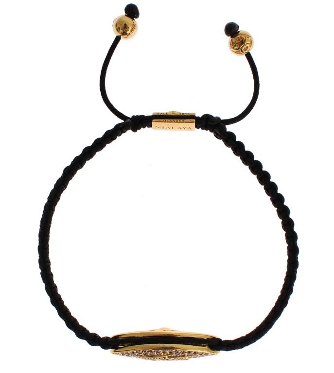 Hamsa Hand Red CZ Gold 925 Silver Bracelet