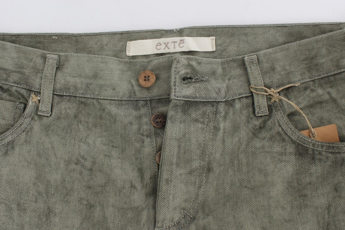 Green Cotton Regular Fit Jeans
